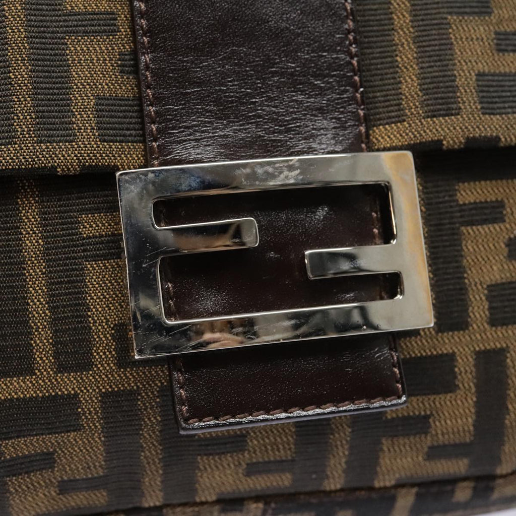 FENDI Zucca Canvas Mamma Baguette Shoulder Bag Brown Black Silveryk14866A