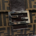 FENDI Zucca Canvas Mamma Baguette Shoulder Bag Brown Black Silveryk14866A