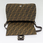 FENDI Zucca Canvas Mamma Baguette Shoulder Bag Brown Black Silveryk14866A