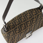 FENDI Zucca Canvas Mamma Baguette Shoulder Bag Brown Black Silveryk14866A