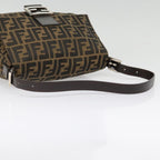 FENDI Zucca Canvas Mamma Baguette Shoulder Bag Brown Black Silveryk14866A