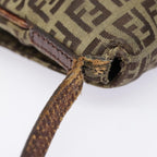 FENDI Zucchino Canvas Shoulder Bag Gold Beigeyk14894