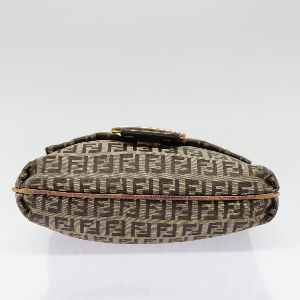 FENDI Zucchino Canvas Shoulder Bag Gold Beigeyk14894