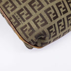FENDI Zucchino Canvas Shoulder Bag Gold Beigeyk14894