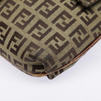 FENDI Zucchino Canvas Shoulder Bag Gold Beigeyk14894