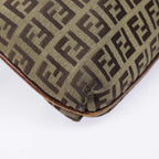 FENDI Zucchino Canvas Shoulder Bag Gold Beigeyk14894