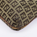 FENDI Zucchino Canvas Shoulder Bag Gold Beigeyk14894