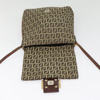 FENDI Zucchino Canvas Shoulder Bag Gold Beigeyk14894