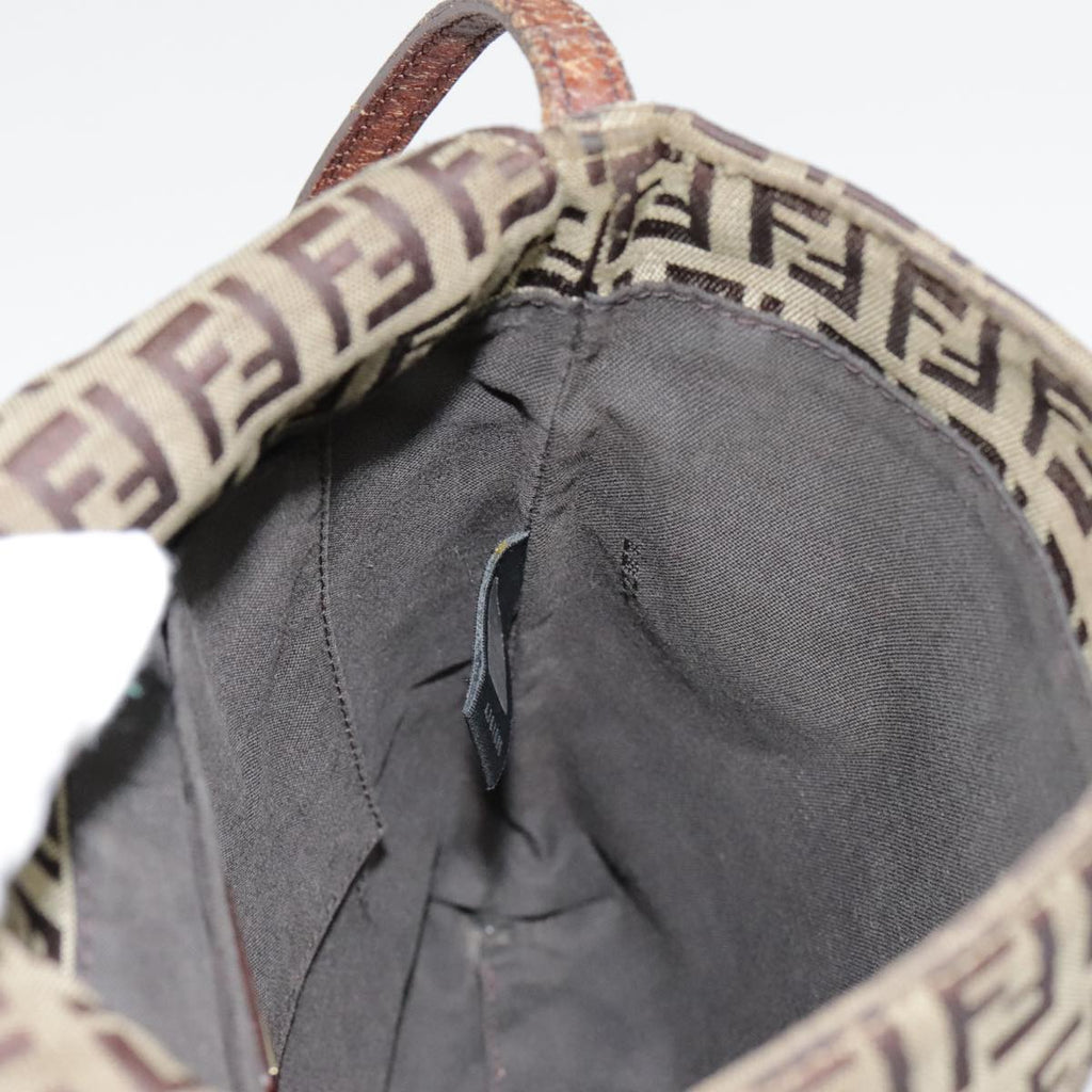 FENDI Zucchino Canvas Shoulder Bag Gold Beigeyk14894