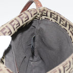 FENDI Zucchino Canvas Shoulder Bag Gold Beigeyk14894