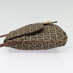 FENDI Zucchino Canvas Shoulder Bag Gold Beigeyk14894