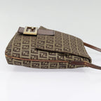 FENDI Zucchino Canvas Shoulder Bag Gold Beigeyk14894