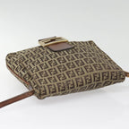 FENDI Zucchino Canvas Shoulder Bag Gold Beigeyk14894