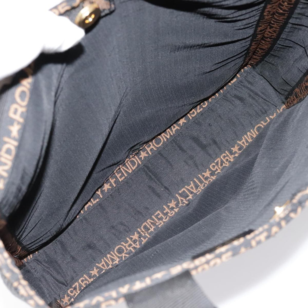 FENDI Tote Bag Straw Black Goldyk14912