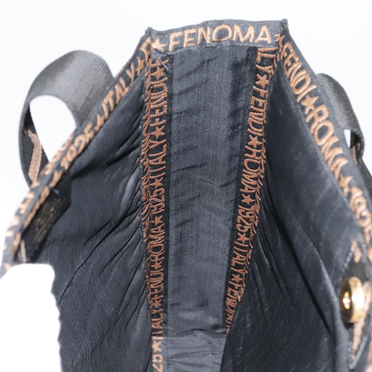 FENDI Tote Bag Straw Black Goldyk14912