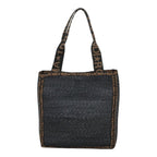 FENDI Tote Bag Straw Black Goldyk14912