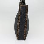 FENDI Tote Bag Straw Black Goldyk14912