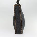 FENDI Tote Bag Straw Black Goldyk14912