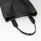 FENDI Tote Bag Straw Black Goldyk14912