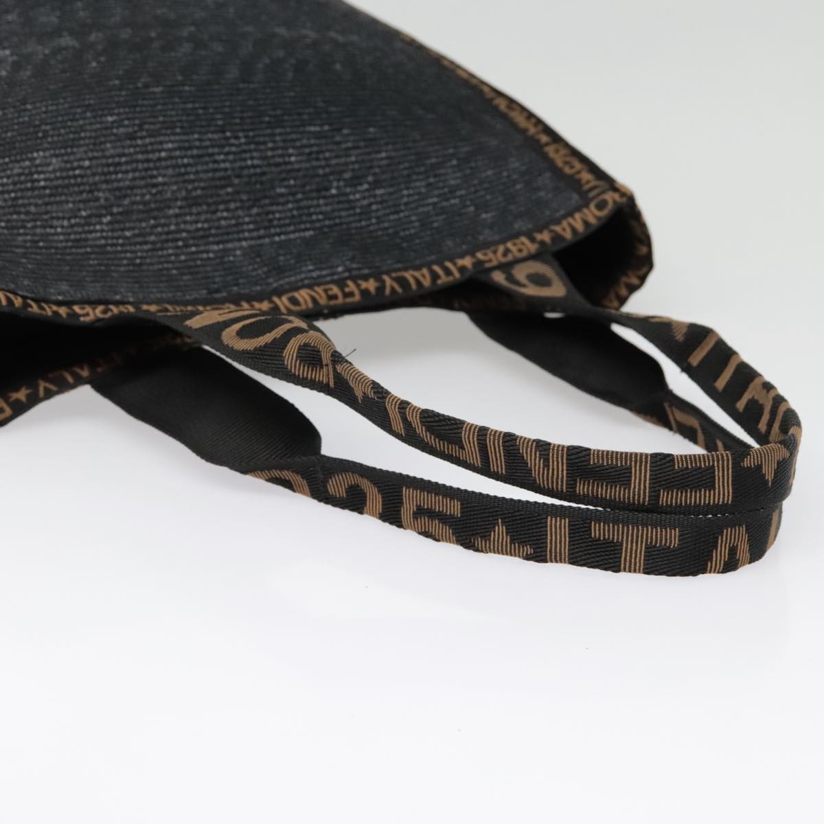 FENDI Tote Bag Straw Black Goldyk14912