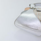 FENDI Zucchino Canvas Hand Bag Silver Blackyk14936