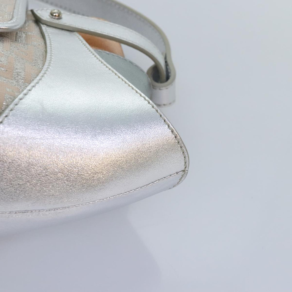 FENDI Zucchino Canvas Hand Bag Silver Blackyk14936