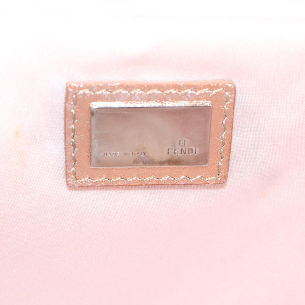 FENDI Zucchino Canvas Hand Bag Silver Blackyk14936