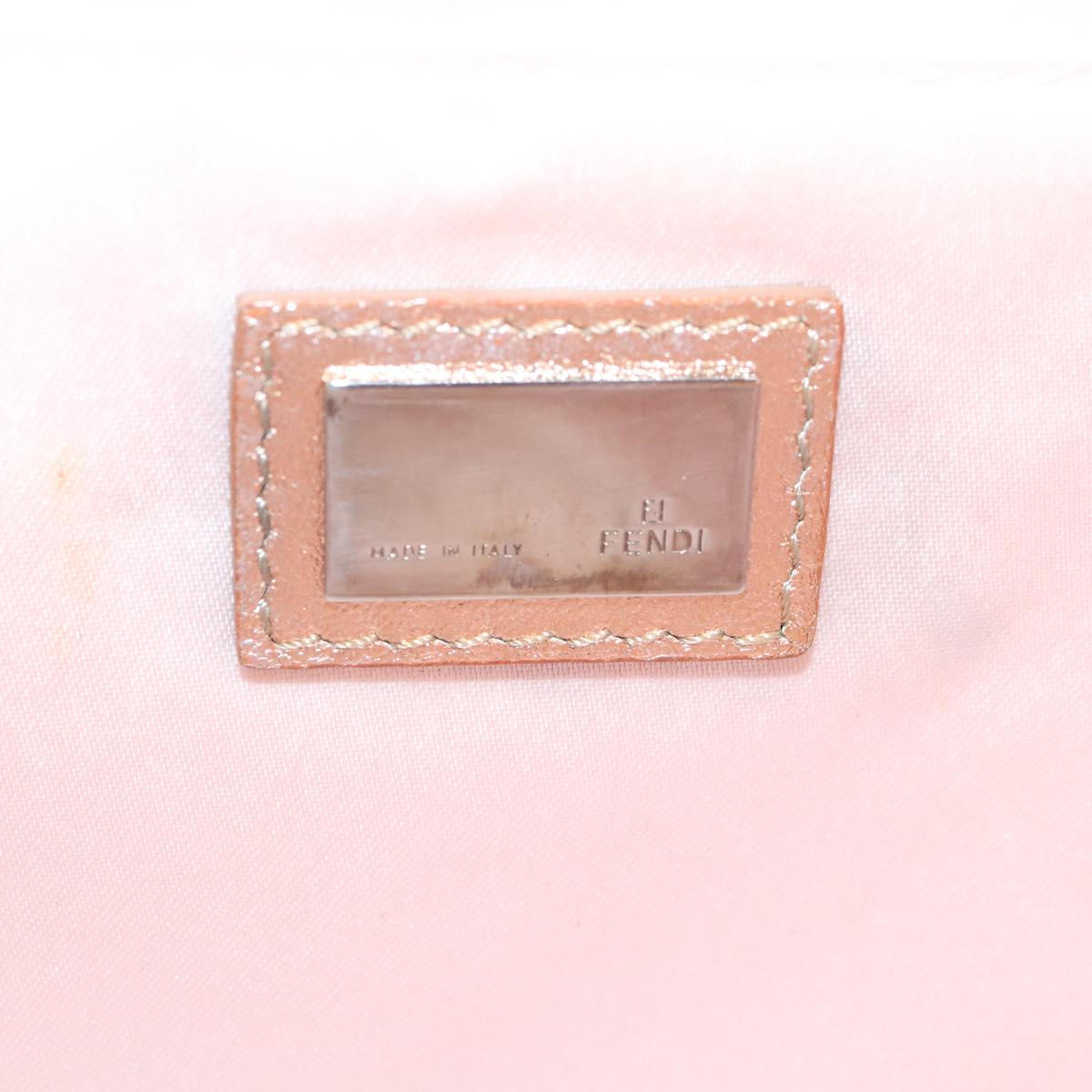 FENDI Zucchino Canvas Hand Bag Silver Blackyk14936