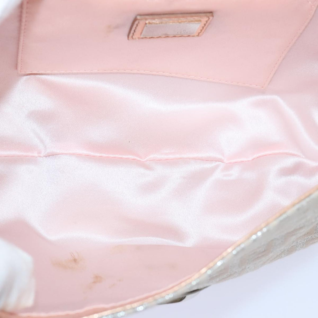 FENDI Zucchino Canvas Hand Bag Silver Blackyk14936