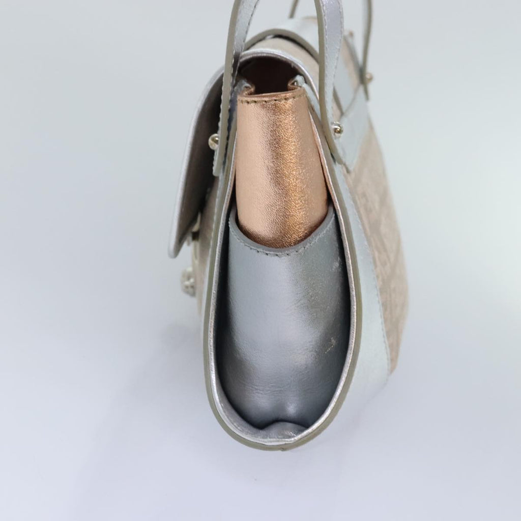 FENDI Zucchino Canvas Hand Bag Silver Blackyk14936