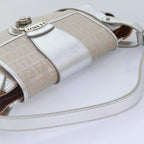 FENDI Zucchino Canvas Hand Bag Silver Blackyk14936