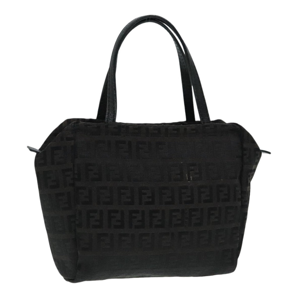 FENDI Zucchino Canvas Hand Bag Silver Blackyk15013