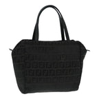 FENDI Zucchino Canvas Hand Bag Silver Blackyk15013