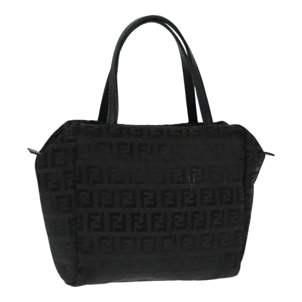 FENDI Zucchino Canvas Hand Bag Silver Blackyk15013