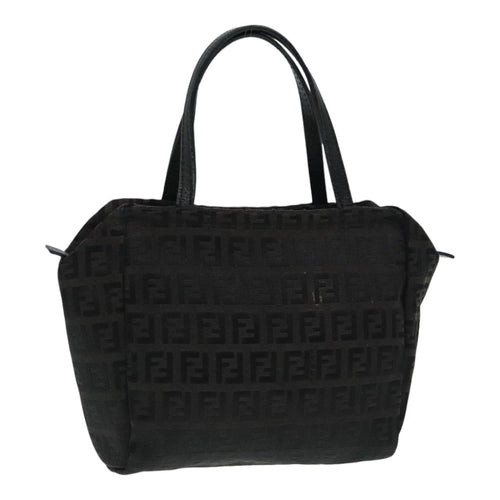 FENDI Zucchino Canvas Hand Bag Silver Blackyk15013