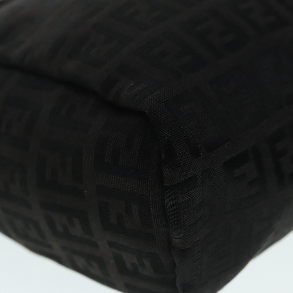 FENDI Zucchino Canvas Hand Bag Silver Blackyk15013