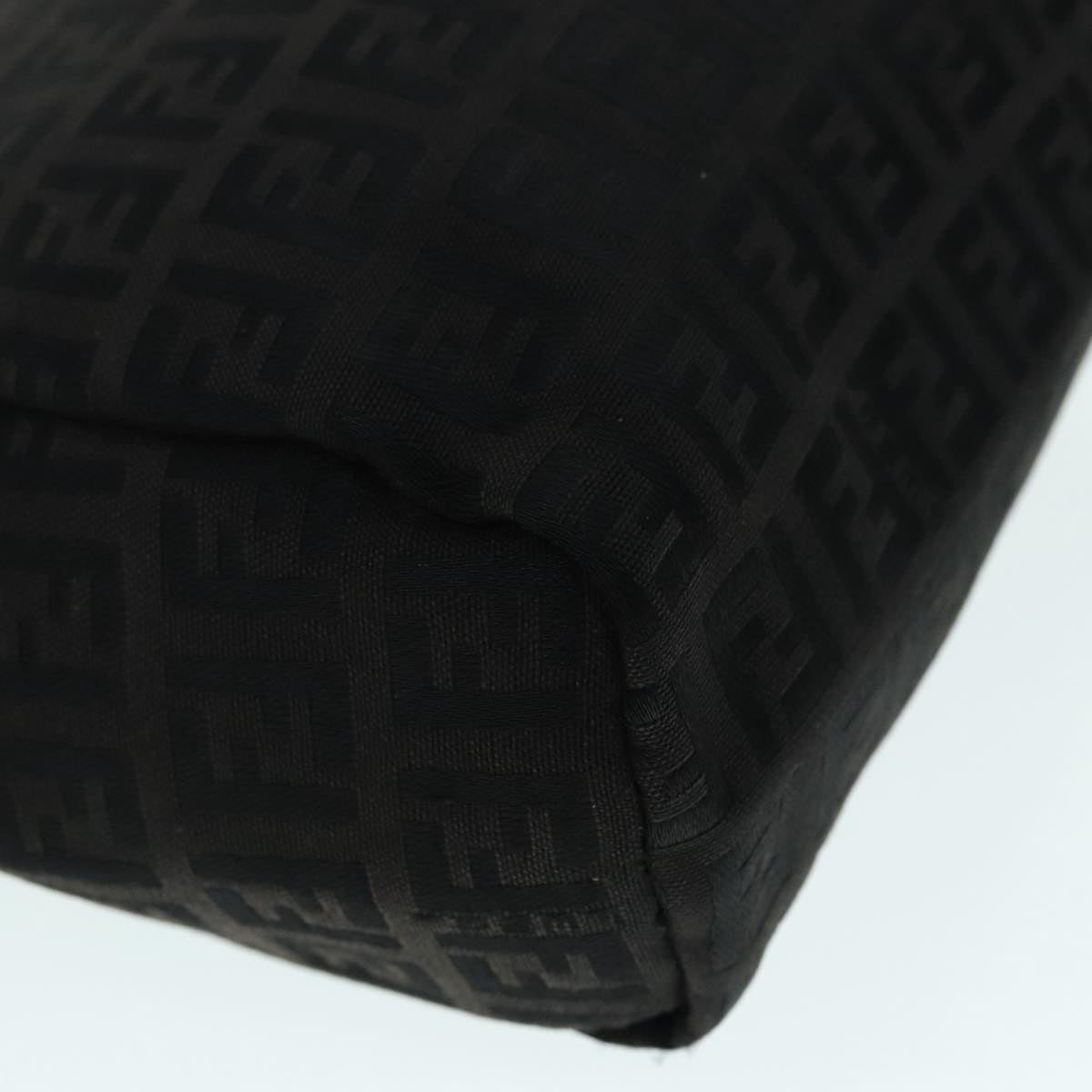 FENDI Zucchino Canvas Hand Bag Silver Blackyk15013