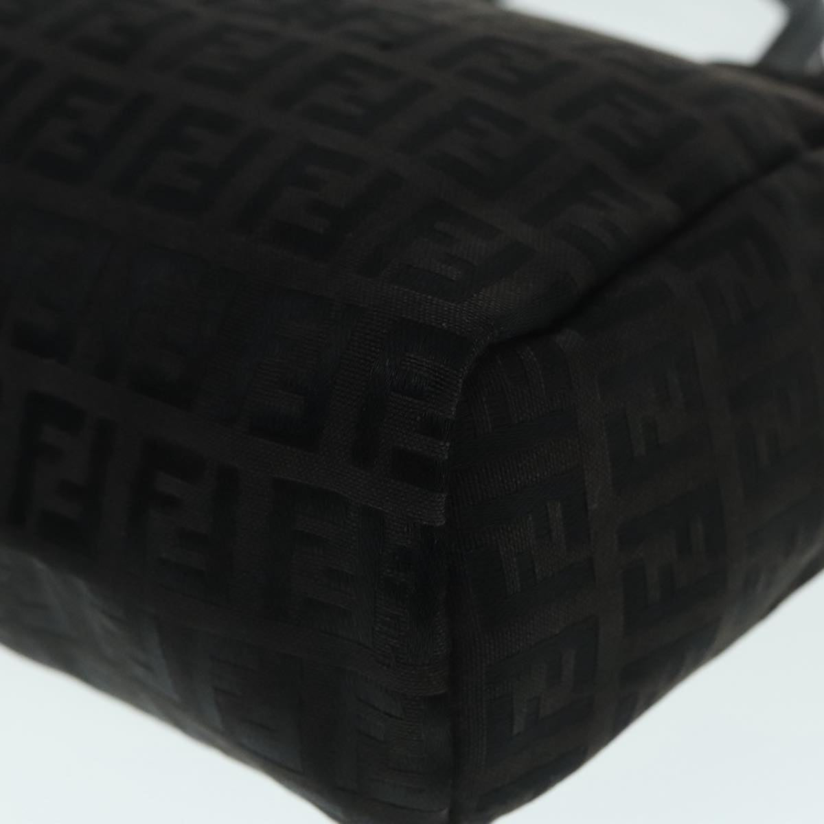 FENDI Zucchino Canvas Hand Bag Silver Blackyk15013
