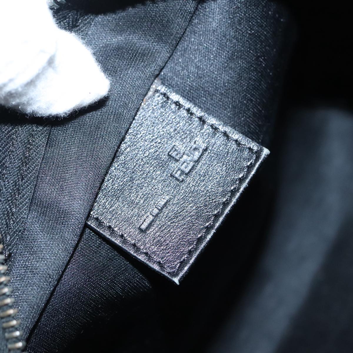 FENDI Zucchino Canvas Hand Bag Silver Blackyk15013