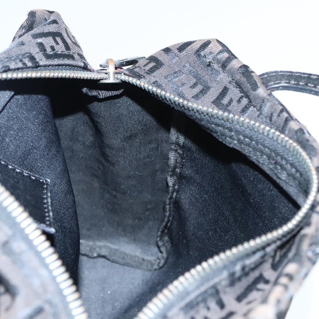 FENDI Zucchino Canvas Hand Bag Silver Blackyk15013