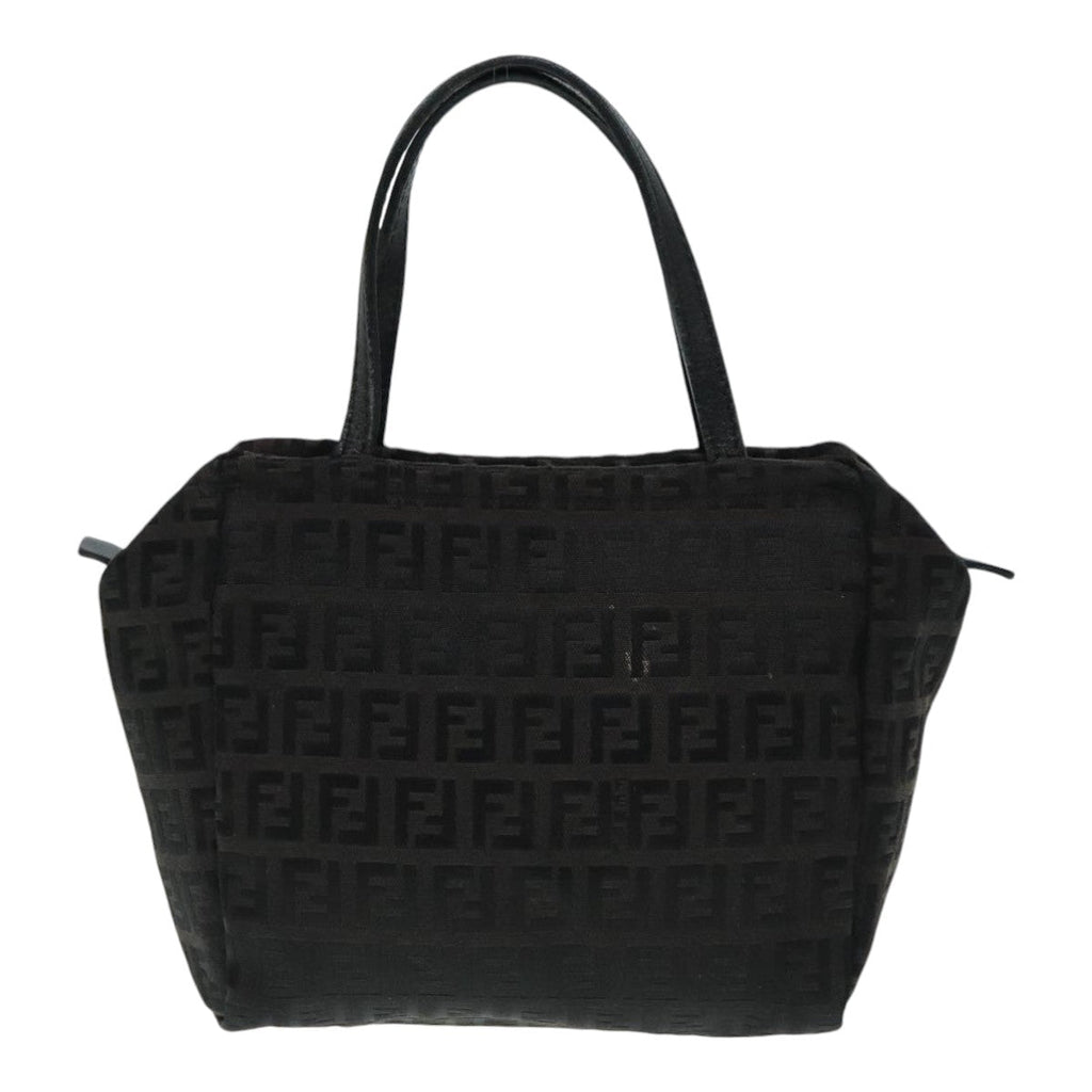 FENDI Zucchino Canvas Hand Bag Silver Blackyk15013