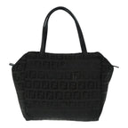 FENDI Zucchino Canvas Hand Bag Silver Blackyk15013