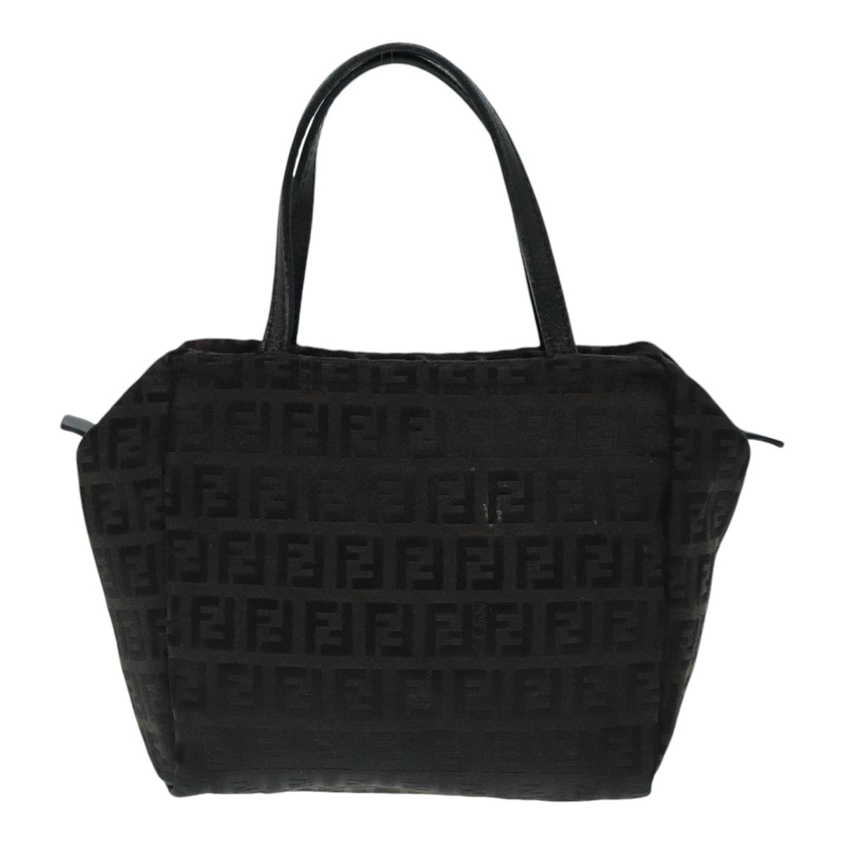 FENDI Zucchino Canvas Hand Bag Silver Blackyk15013