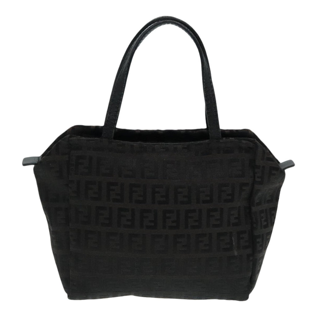FENDI Zucchino Canvas Hand Bag Silver Blackyk15013
