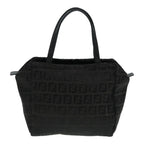 FENDI Zucchino Canvas Hand Bag Silver Blackyk15013