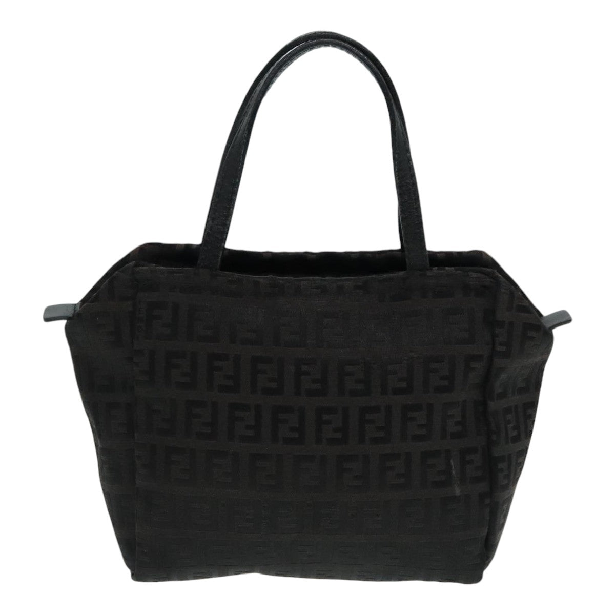FENDI Zucchino Canvas Hand Bag Silver Blackyk15013