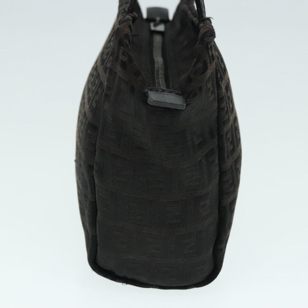 FENDI Zucchino Canvas Hand Bag Silver Blackyk15013