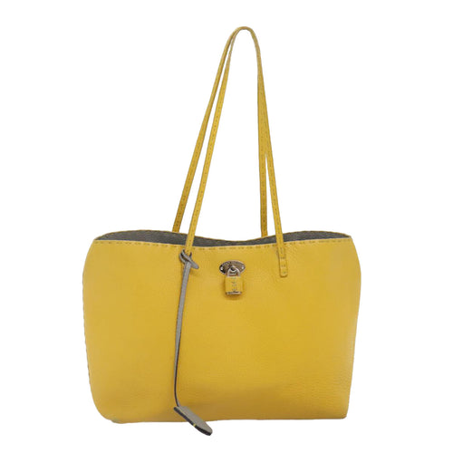 FENDI Celeria Tote Bag Leather Yellow Silveryk15014