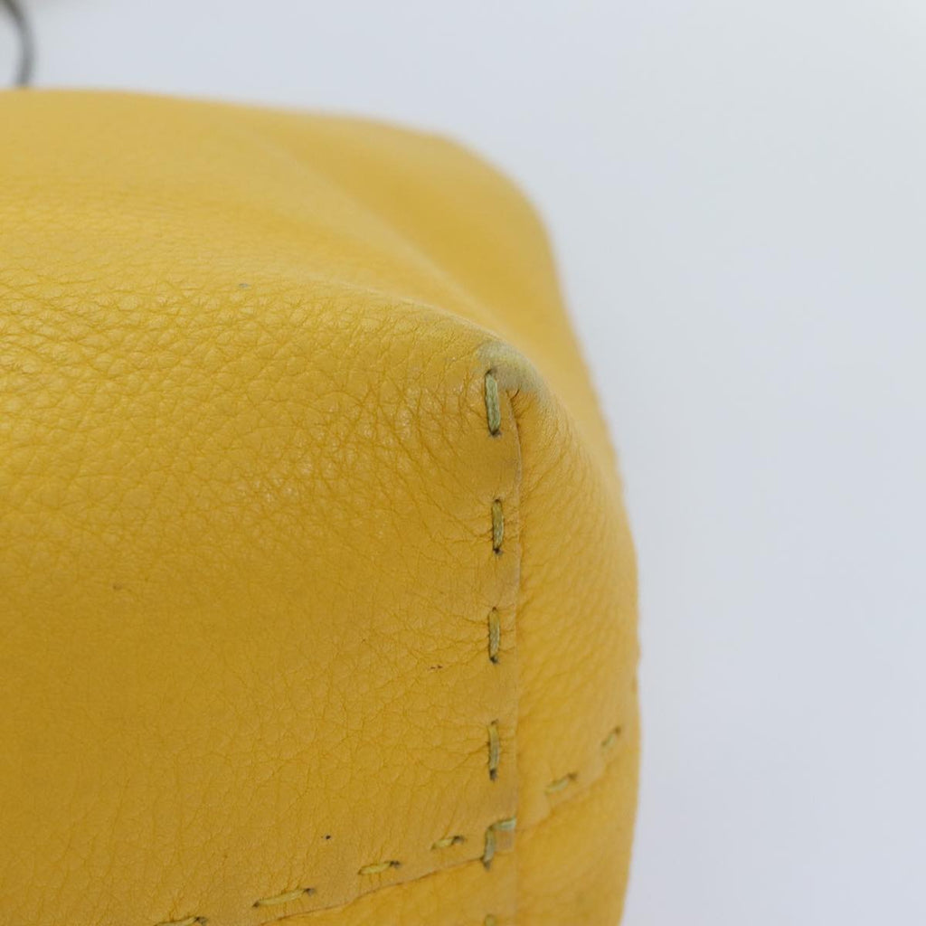 FENDI Celeria Tote Bag Leather Yellow Silveryk15014
