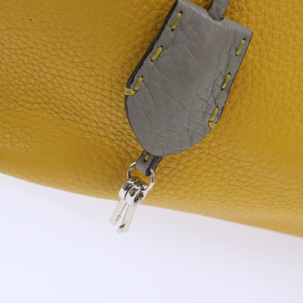 FENDI Celeria Tote Bag Leather Yellow Silveryk15014